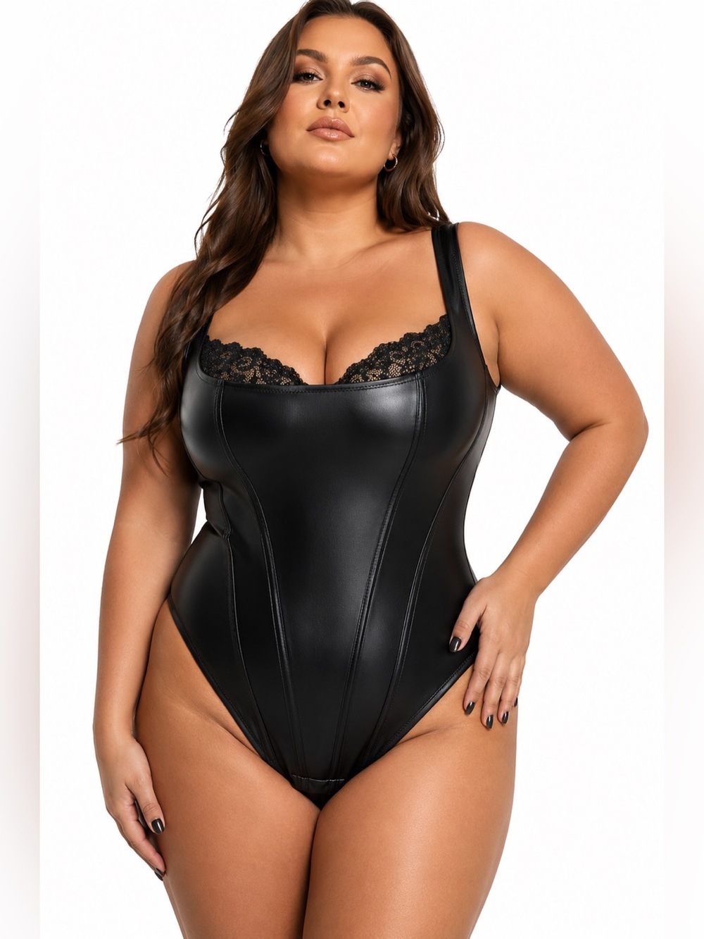 Popilush Shapewear Bodysuit Tummy Control Lace Corset Tank Tops Faux XL Dom